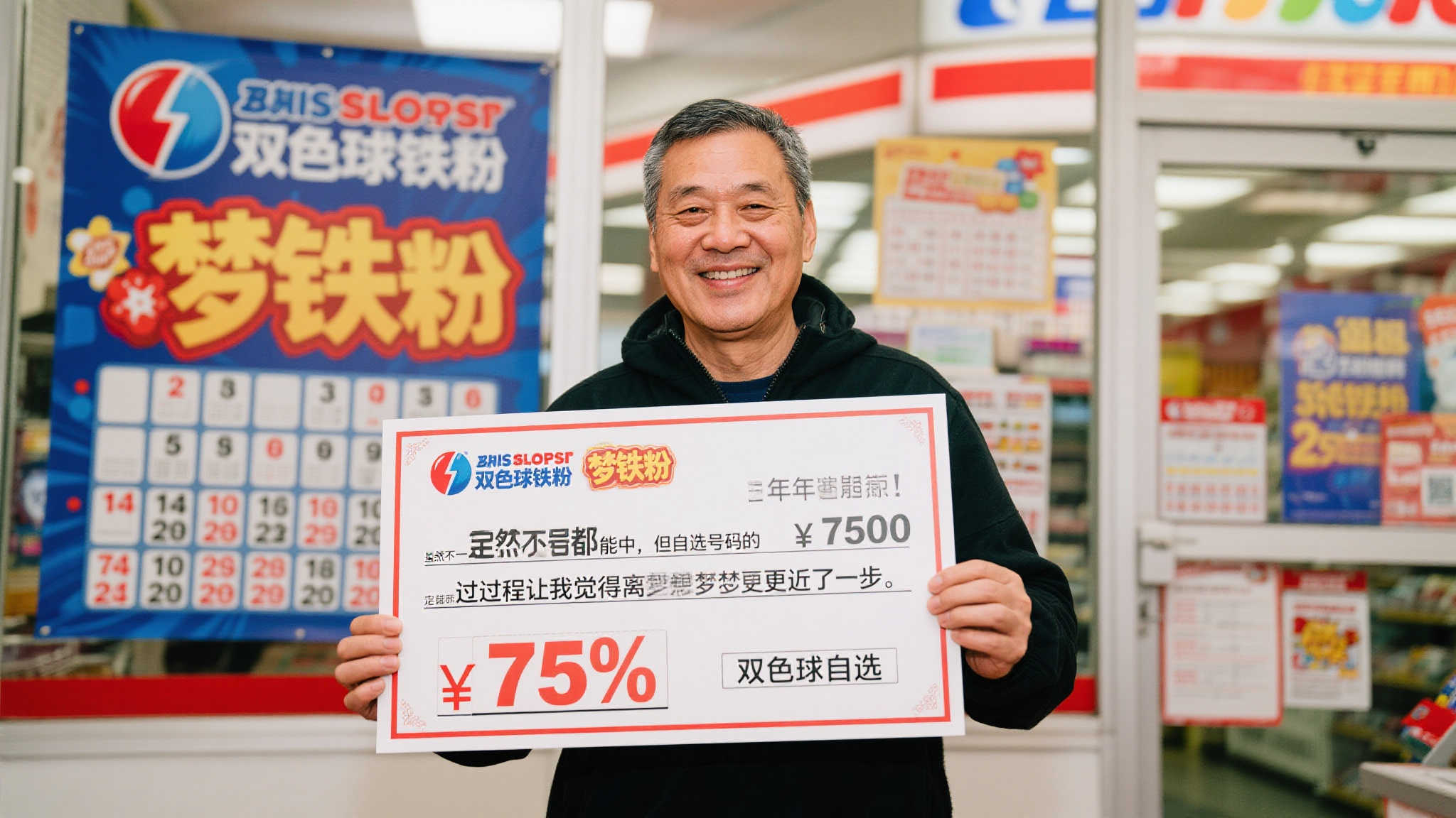 双色球忠实粉丝自选号码喜获75万大奖，虽有小遗憾仍感满足